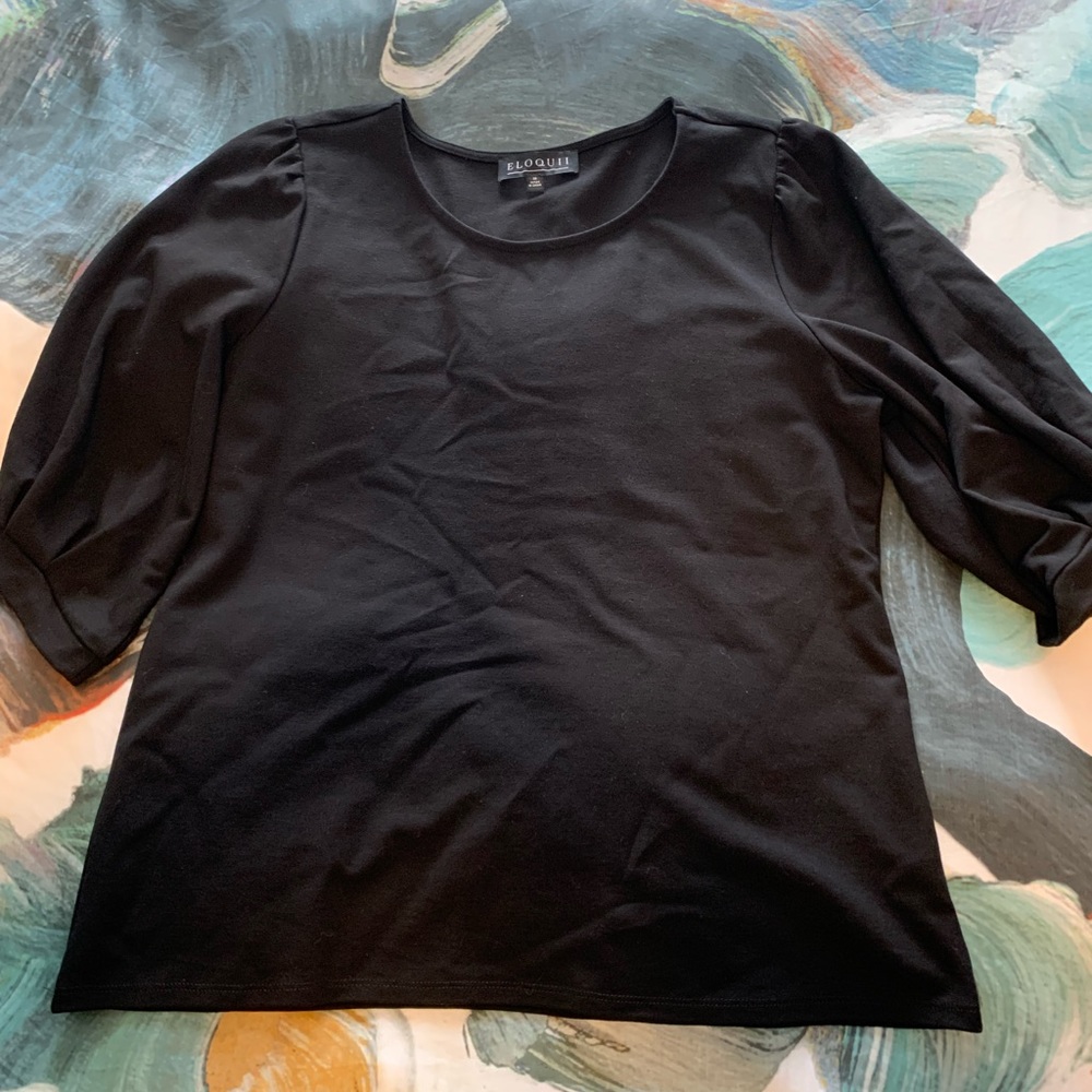 ELOQUII black shirt. Slight puff sleeve.  Size 16